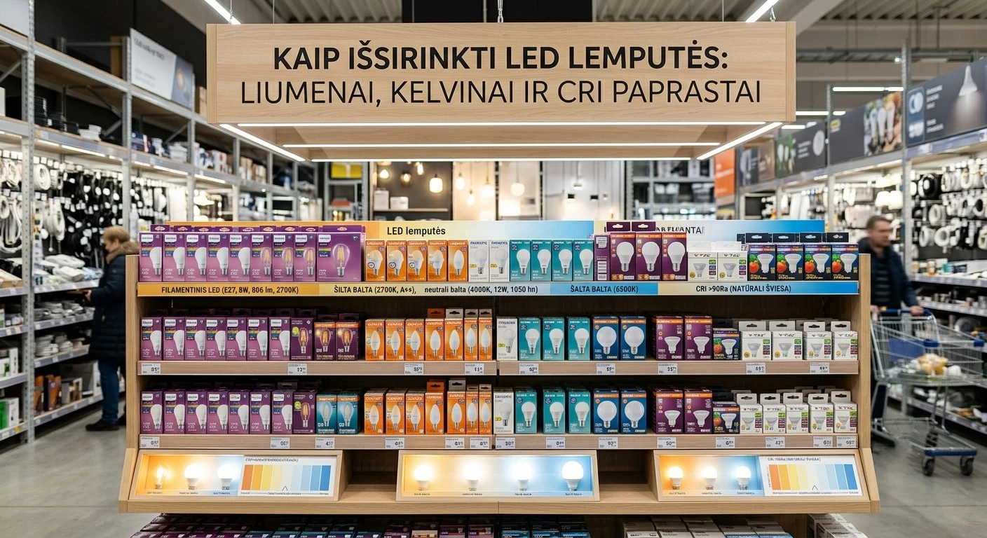 Kaip išsirinkti LED lemputes: liumenai, kelvinai ir CRI paprastai