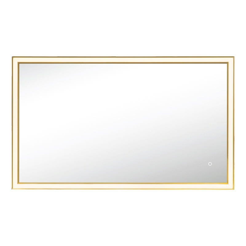 LED veidrodis 120×70 cm – stačiakampis, auksinis rėmas