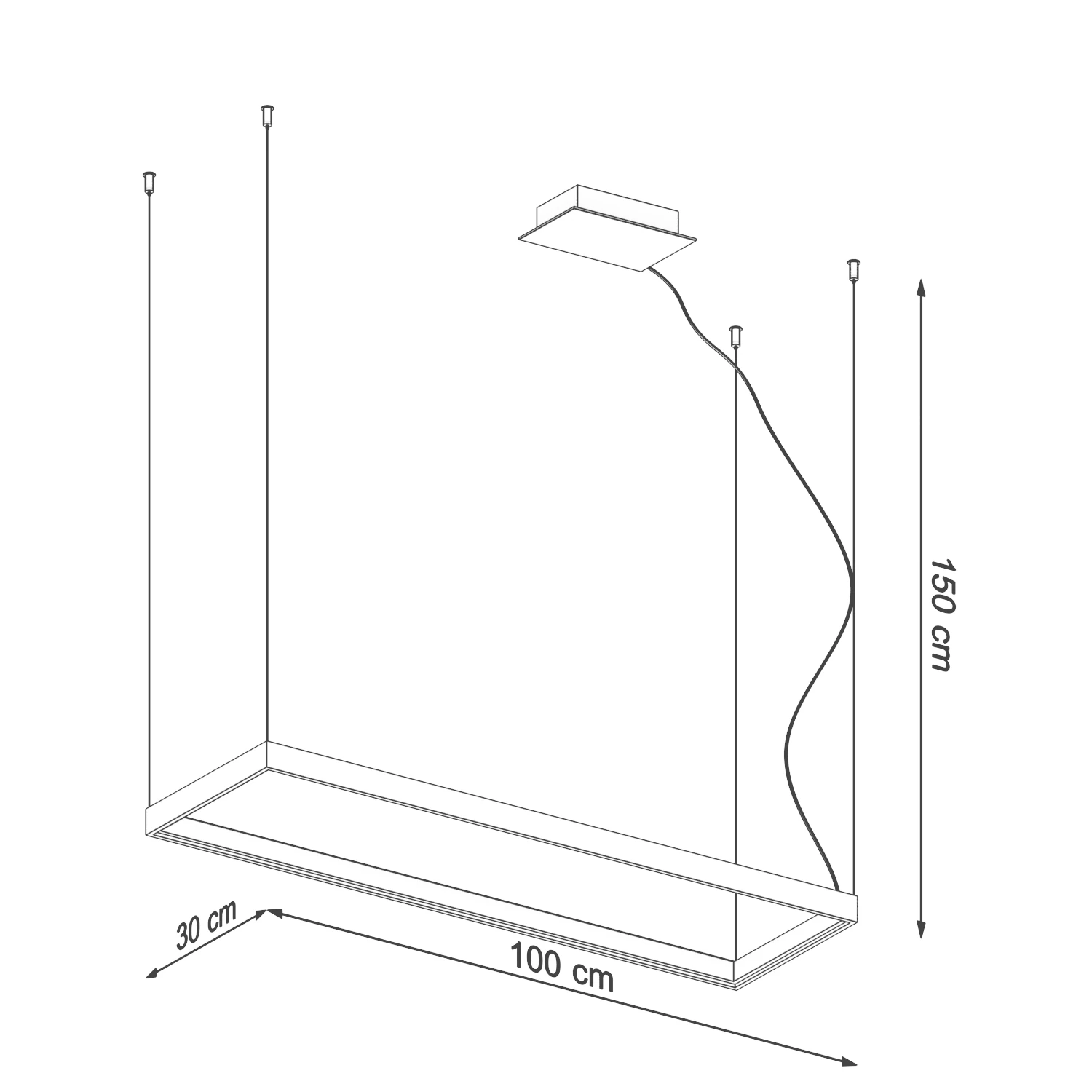 Pendant light 100 cm – rectangular, white, CRI93 LED