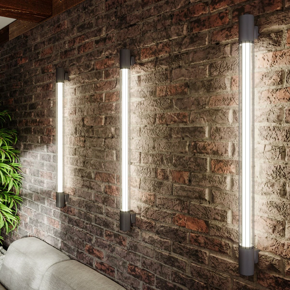 Wall lamp 105 cm – linear, black, warm G13 light