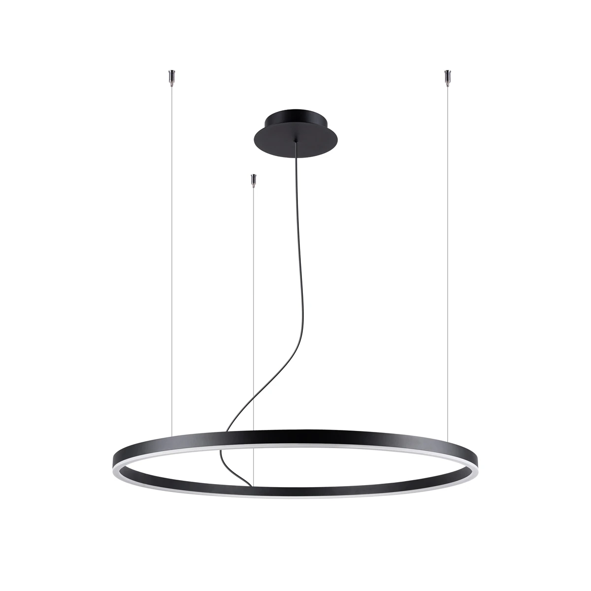 Pakabinamas šviestuvas 80 cm – žiedas, juodas, šilta LED šviesa