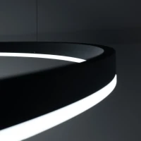 Pakabinamas šviestuvas 80 cm – žiedas, juodas, šilta LED šviesa - Nuotrauka 6