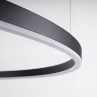 Pakabinamas šviestuvas 80 cm – žiedas, juodas, šilta LED šviesa - Nuotrauka 7