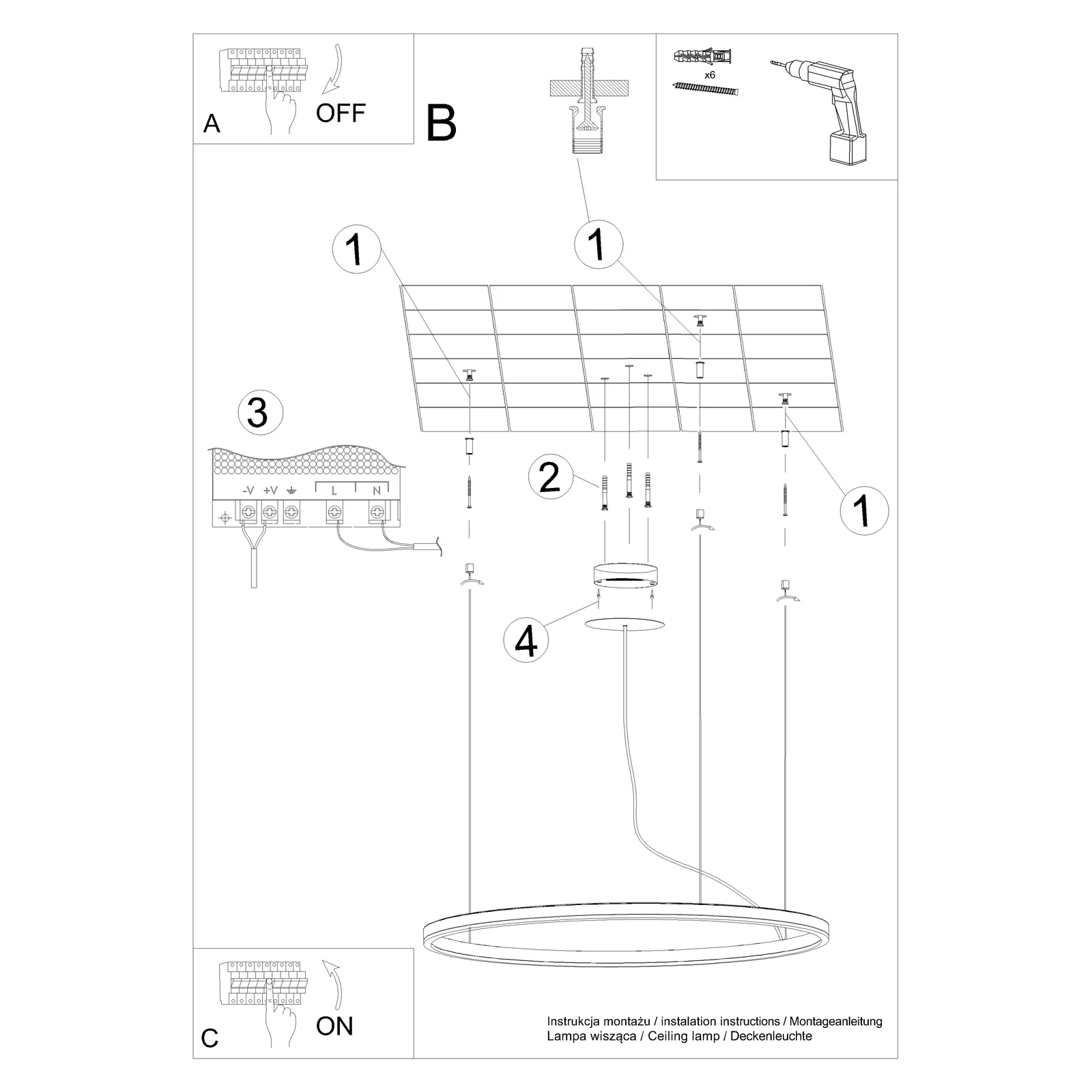 Pakabinamas šviestuvas 80 cm – žiedas, juodas, šilta LED šviesa