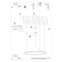Pakabinamas šviestuvas 80 cm – žiedas, juodas, šilta LED šviesa - Nuotrauka 10