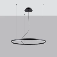 Pakabinamas šviestuvas 80 cm – žiedas, juodas, šilta LED šviesa - Nuotrauka 3