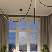 LED pendant 15W – curved line, black, warm 3000K - Image 15