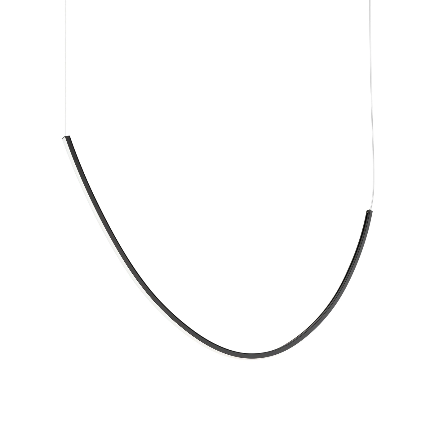 LED pendant 15W – curved line, black, warm 3000K