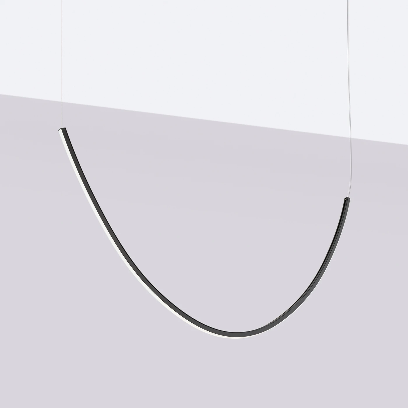 LED pendant 15W – curved line, black, warm 3000K
