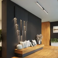 Sieninis šviestuvas 90 cm – linijinis, raudona, GU10 - Nuotrauka 10