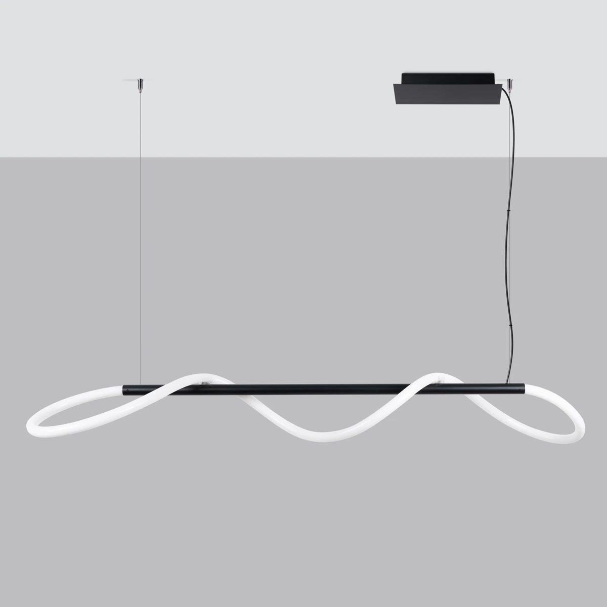 Pendant lamp 148 cm – wave LED line, black, CCT control