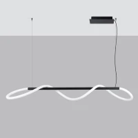 Pendant lamp 148 cm – wave LED line, black, CCT control - Image 1