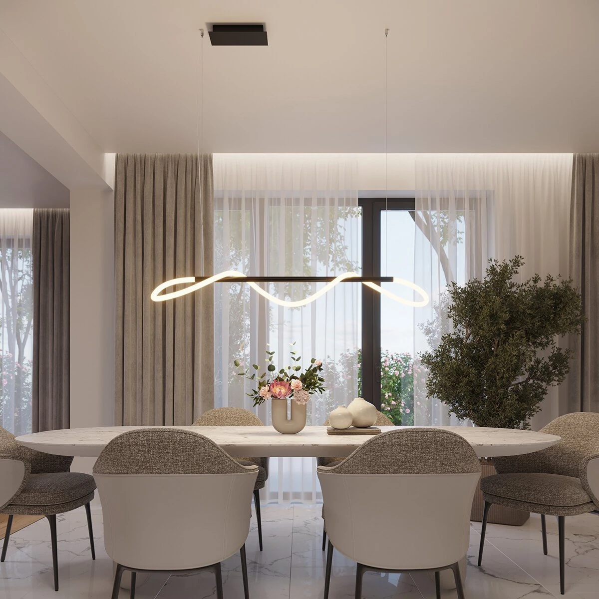 Pakabinamas LED šviestuvas 84 cm – linijinis, juodas, CCT reguliuojamas