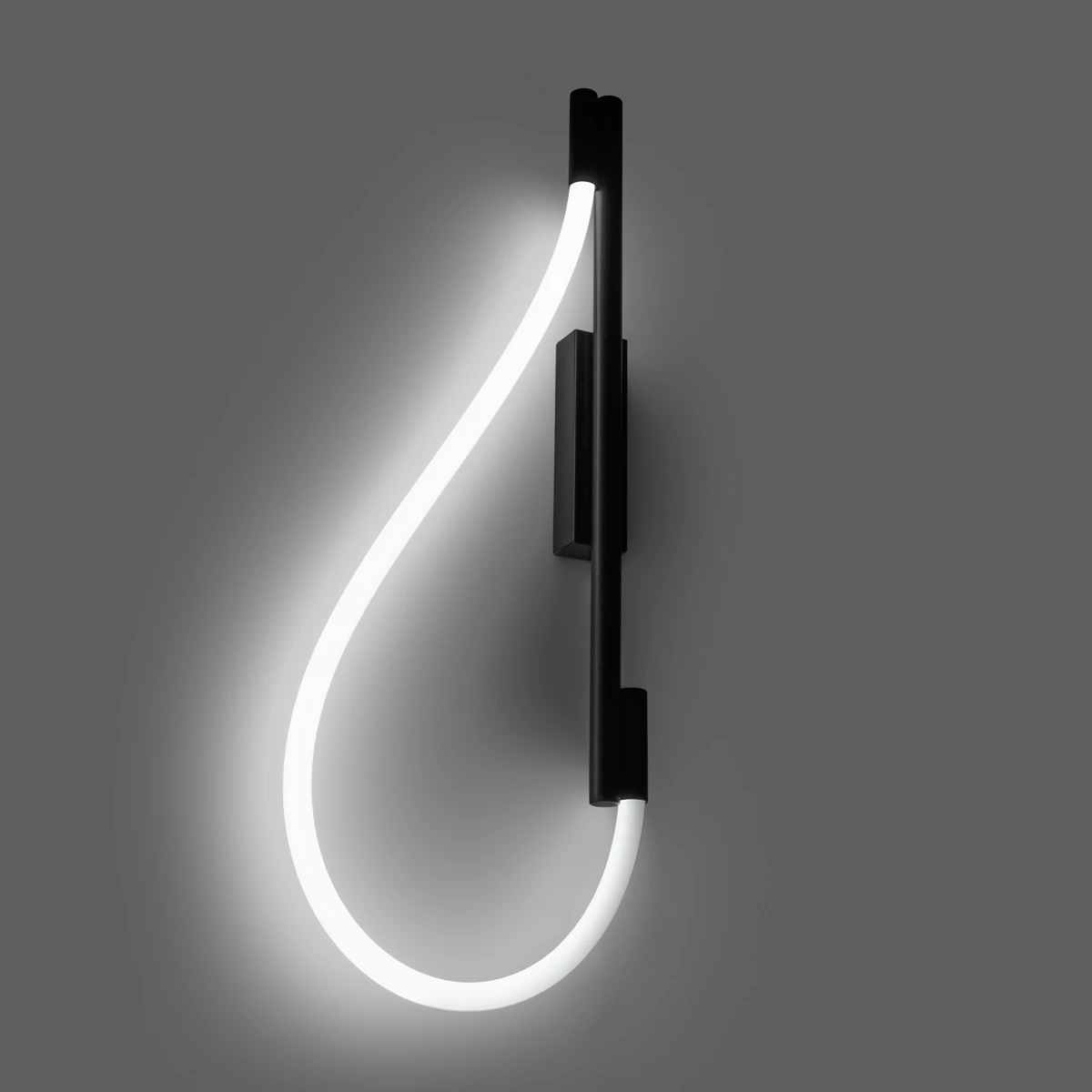 90 cm wall lamp – curved LED line, black, adjustable light