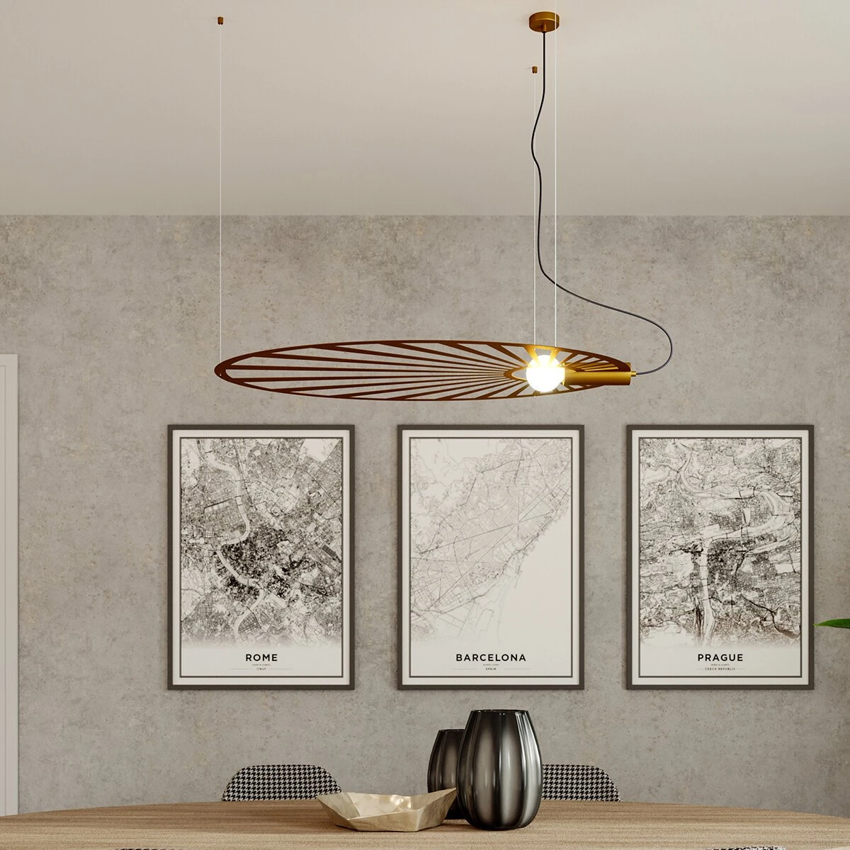 Pakabinamas šviestuvas 110 cm – lapo forma, auksinis, E27