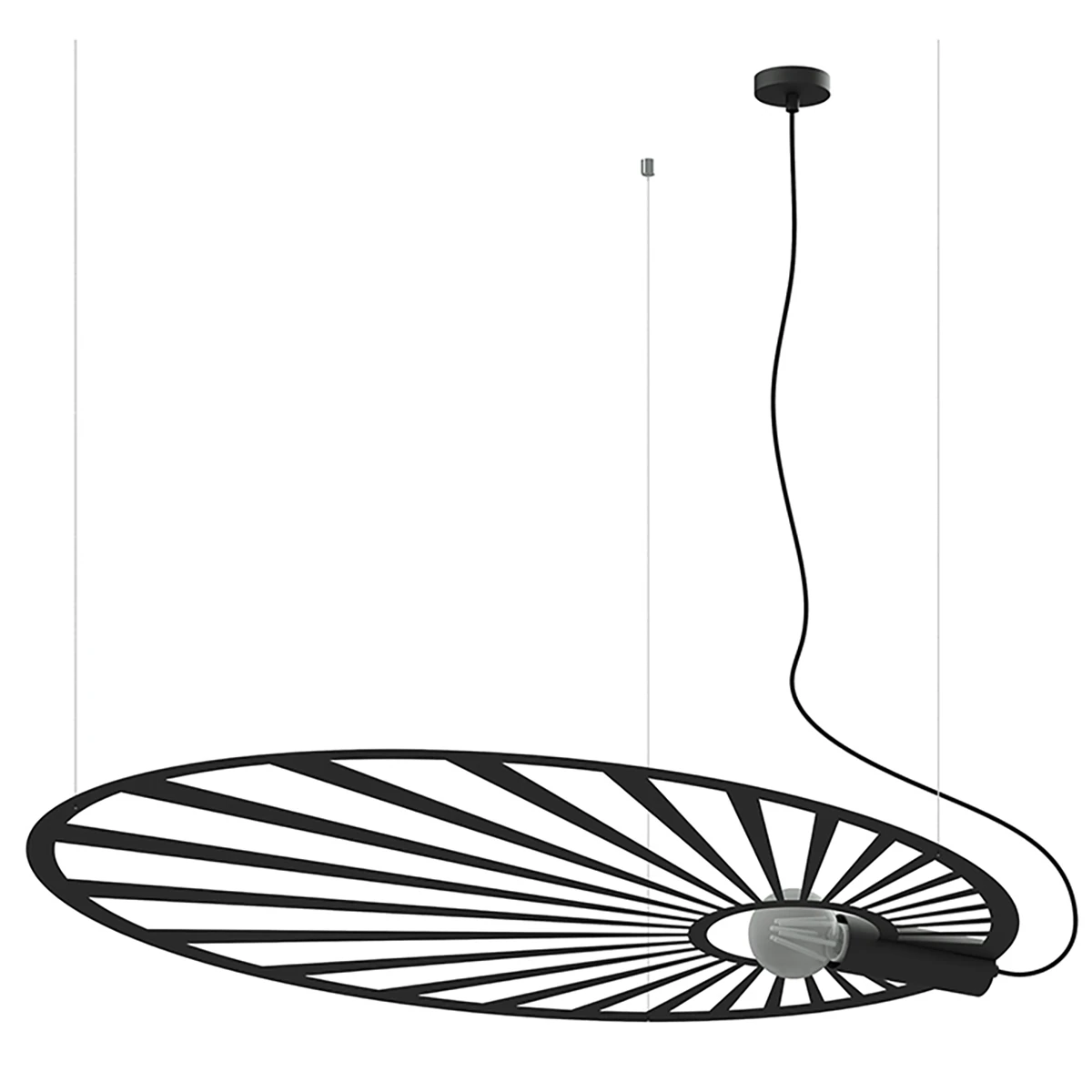 Pakabinamas šviestuvas 110 cm – lapo forma, juodas, E27