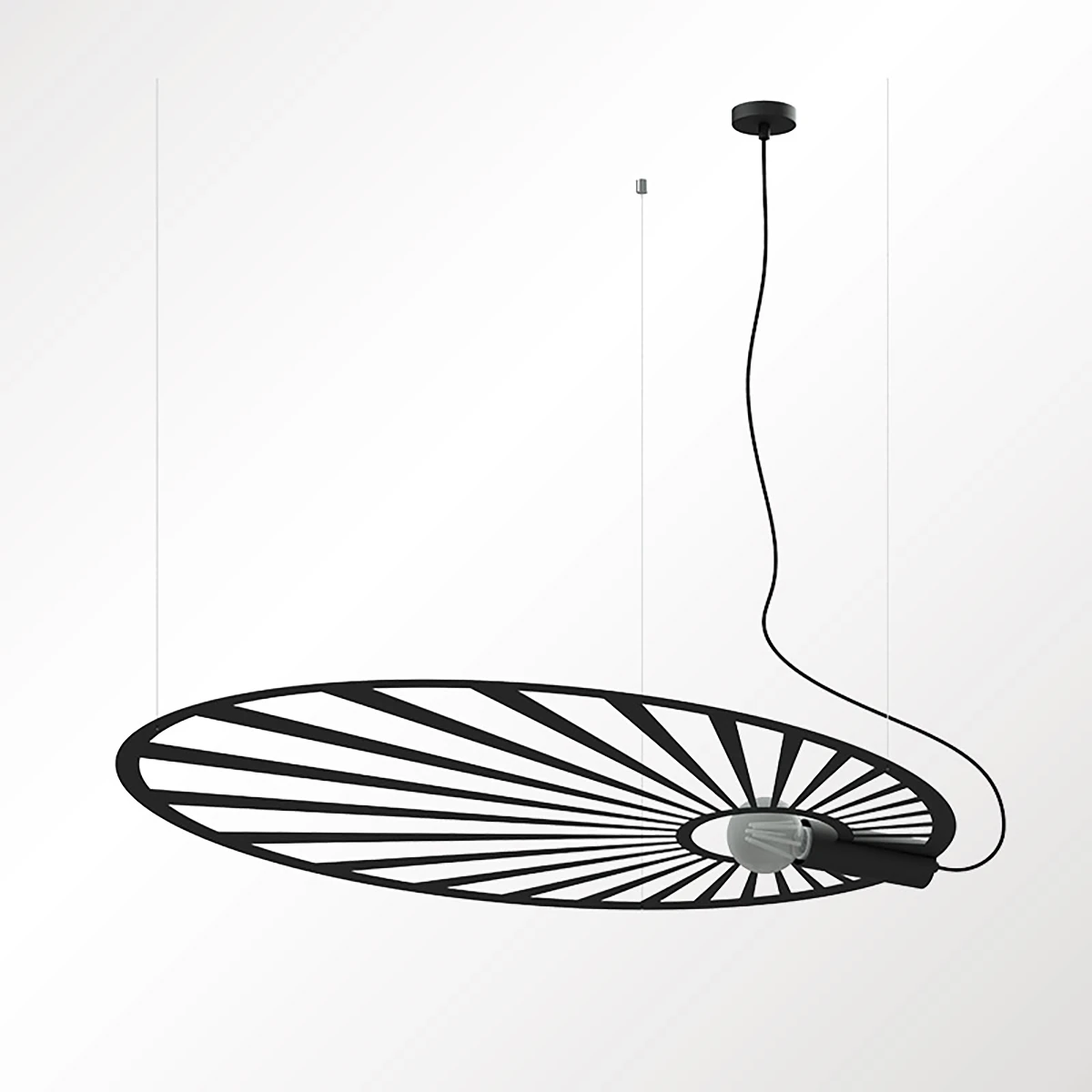Pakabinamas šviestuvas 110 cm – lapo forma, juodas, E27