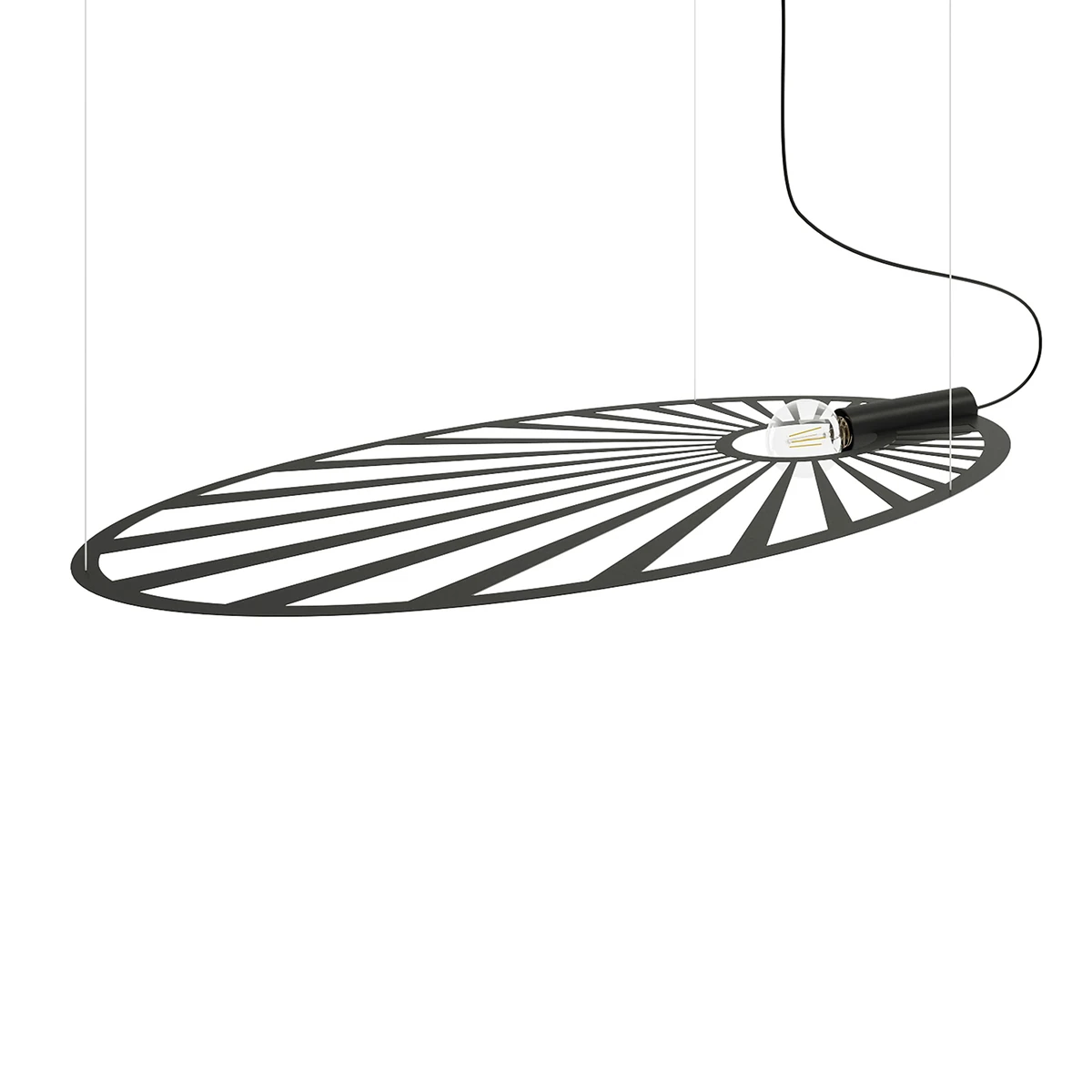 Pakabinamas šviestuvas 110 cm – lapo forma, juodas, E27