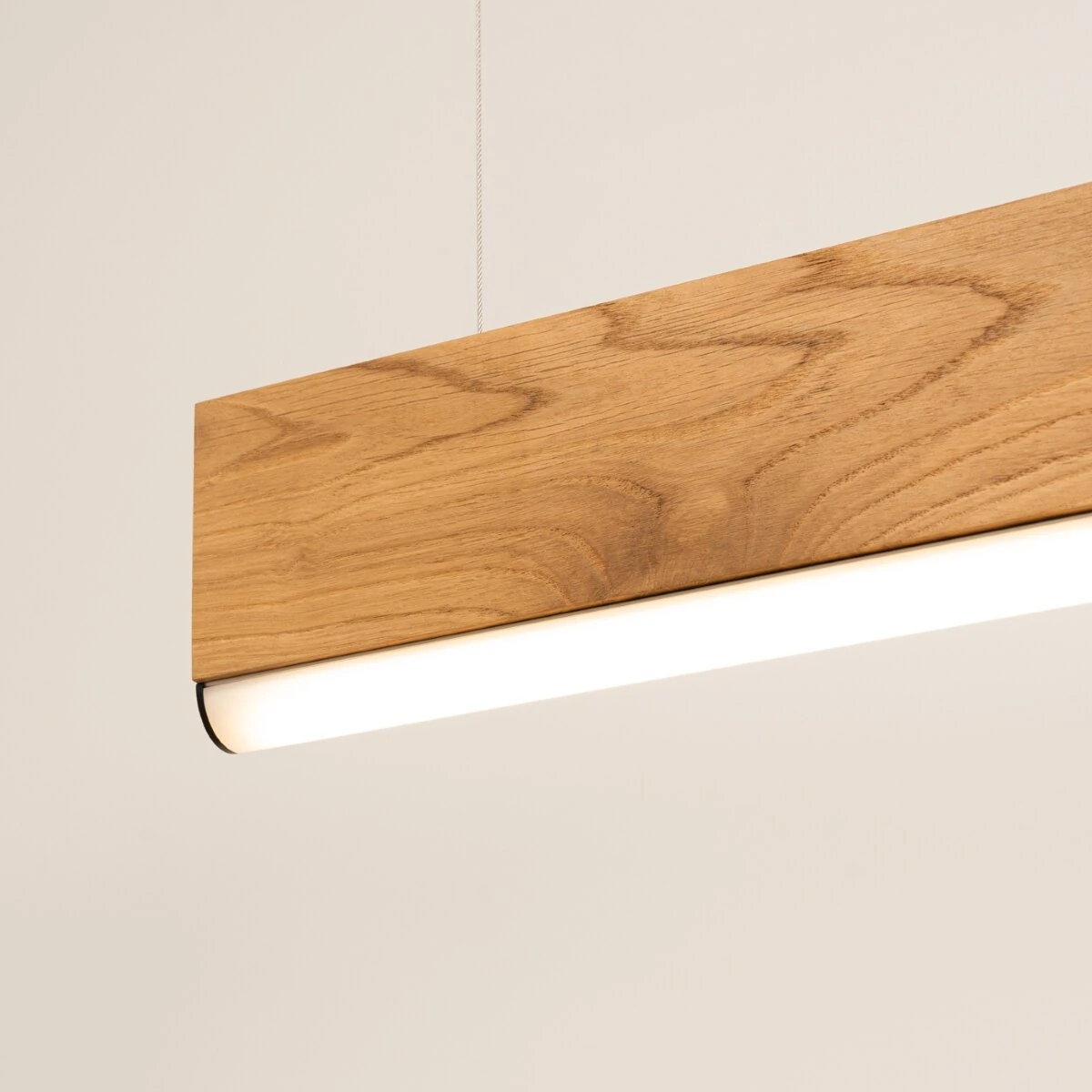 Pendant lamp 120 cm / 17W – linear, oak, warm LED