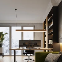 Pendant lamp 120 cm / 17W – linear, oak, warm LED - Image 14