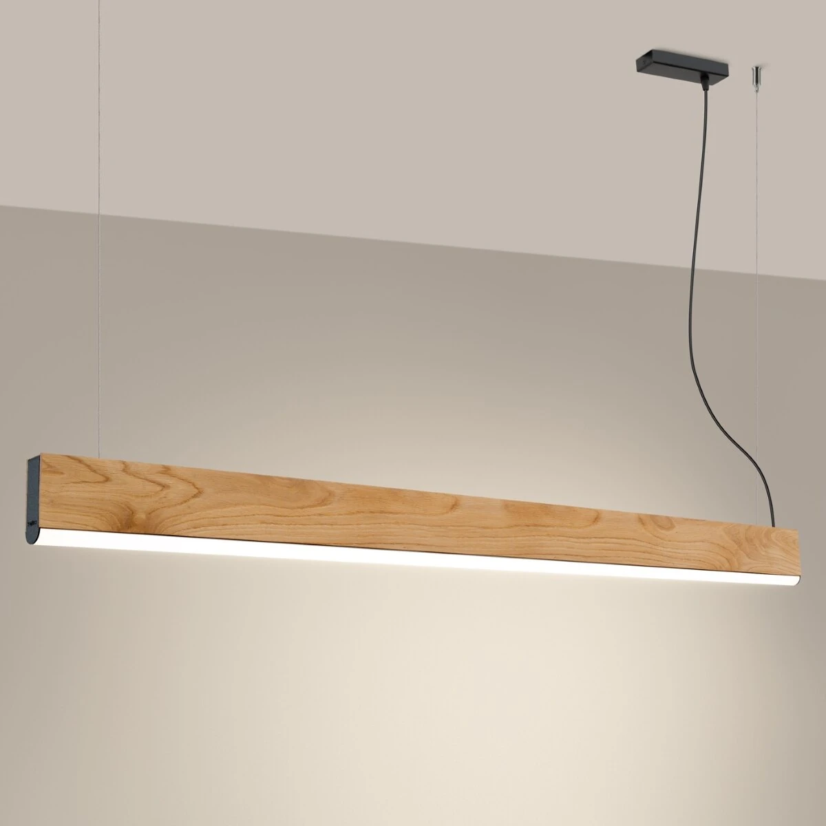 Pendant LED lamp 150 cm – linear, oak, CRI98