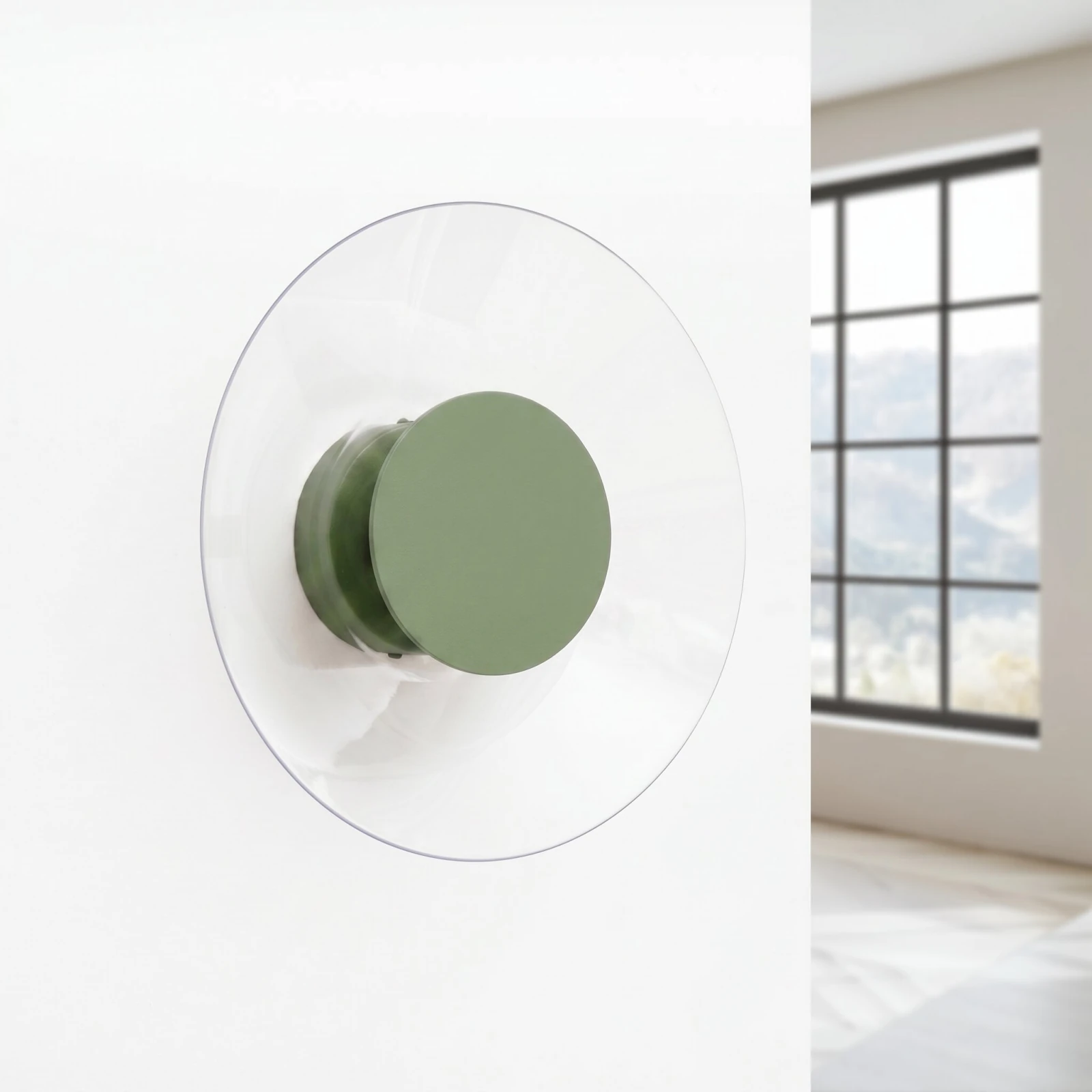Wall lamp 28 cm – round, olive green, warm LED glow
