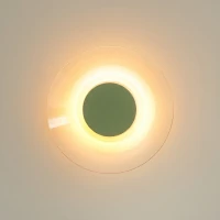 Wall lamp 28 cm – round, olive green, warm LED glow - Image 4