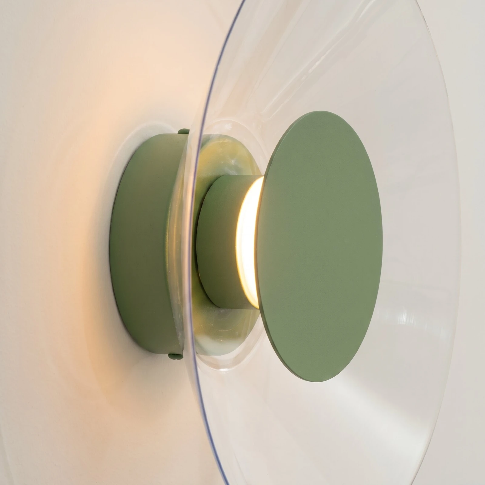 Wall lamp 28 cm – round, olive green, warm LED glow