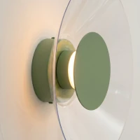 Wall lamp 28 cm – round, olive green, warm LED glow - Image 5