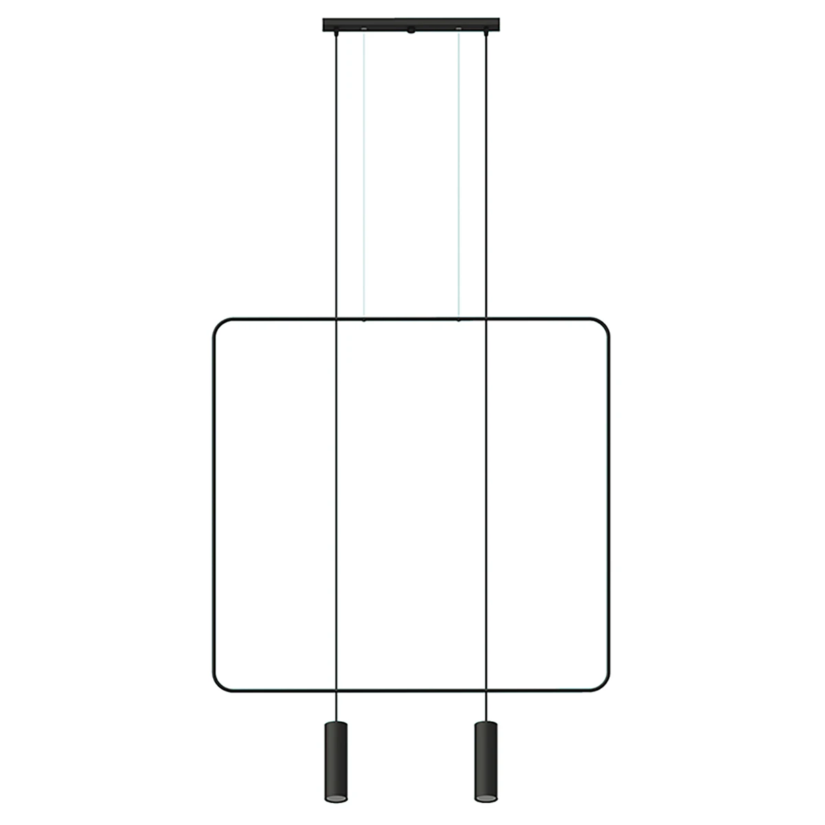 Pakabinamas šviestuvas 100 cm – stačiakampis, juodas, 2xGU10