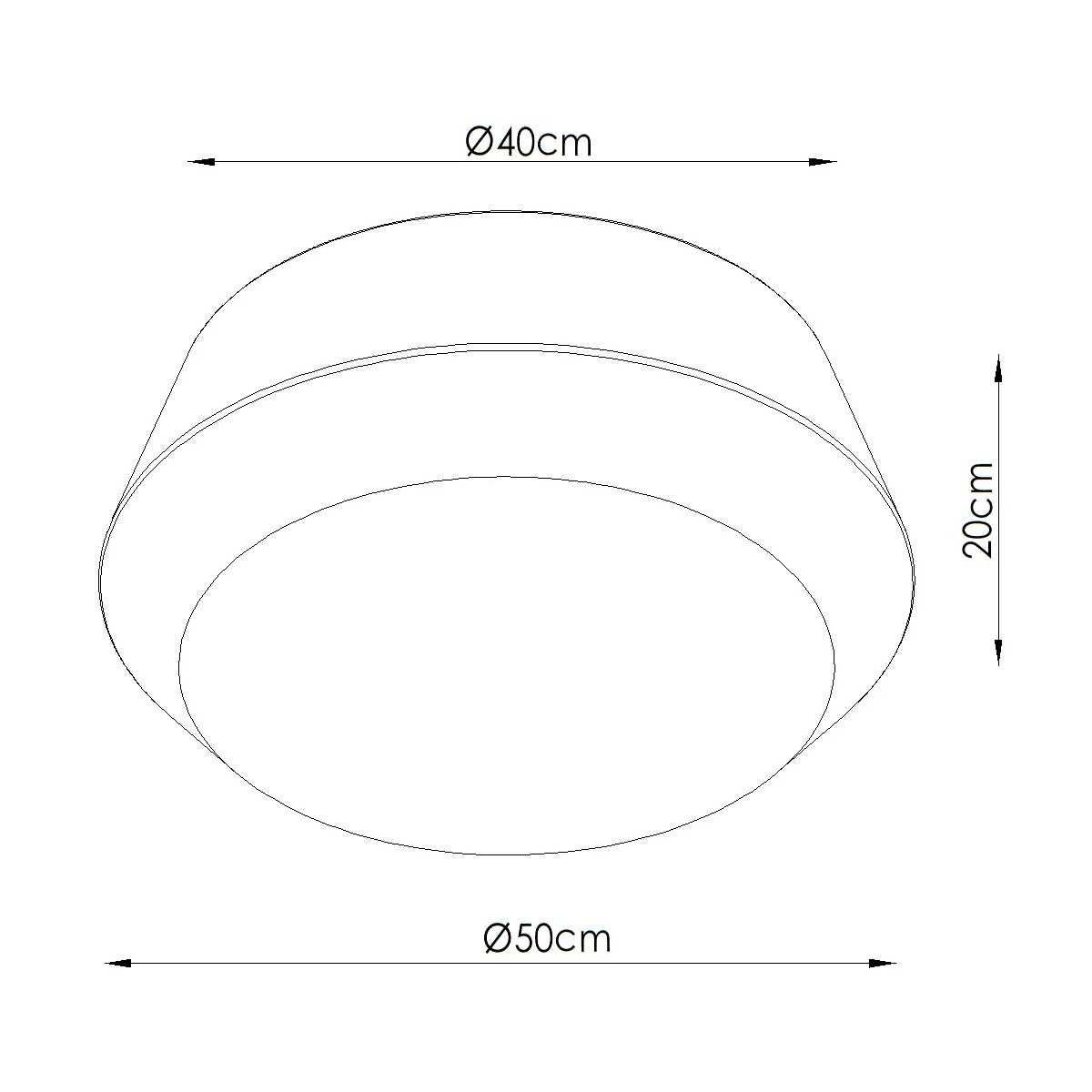 Ceiling lamp 50 cm – round, white, with black trim