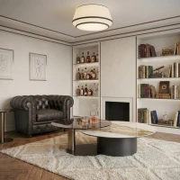 Ceiling lamp 50 cm – round, white, with black trim - Image 8