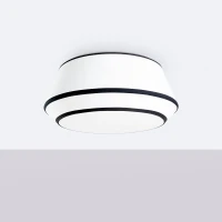 Ceiling lamp 50 cm – round, white, with black trim - Image 3