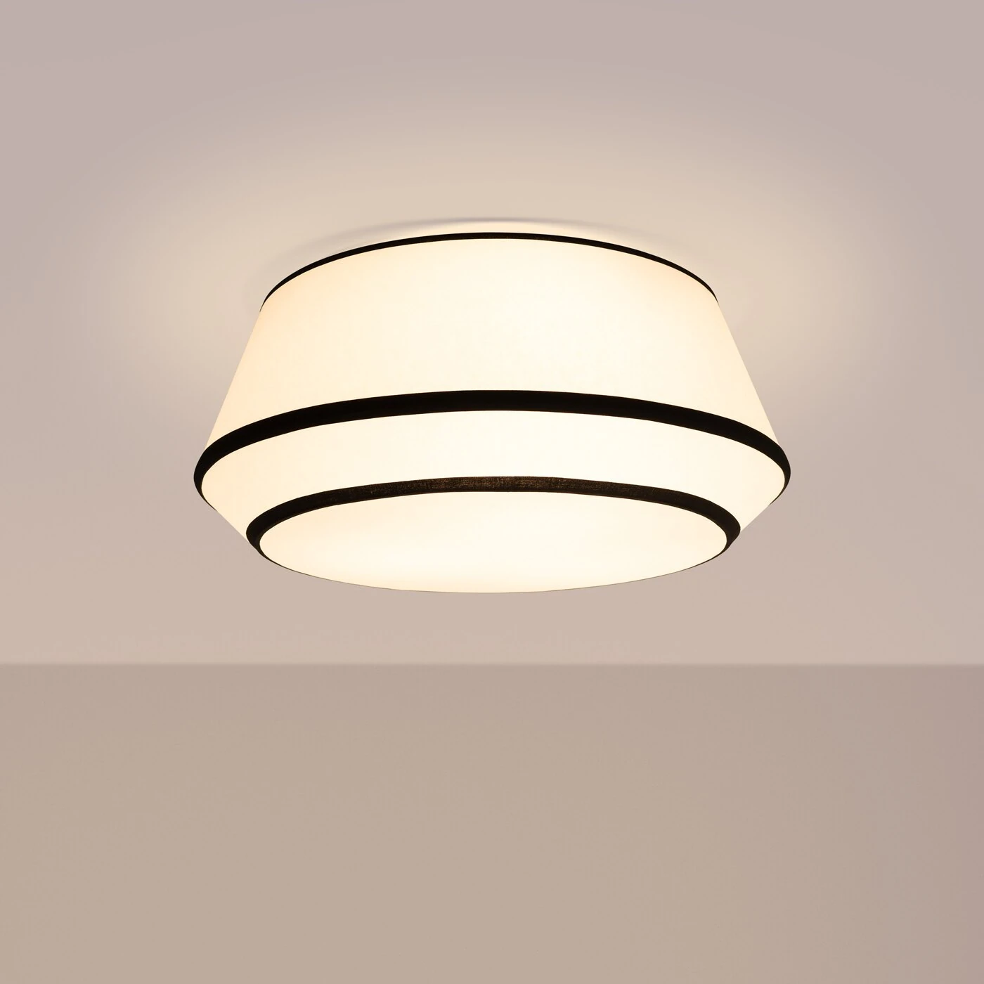 Ceiling lamp 50 cm – round, white, with black trim
