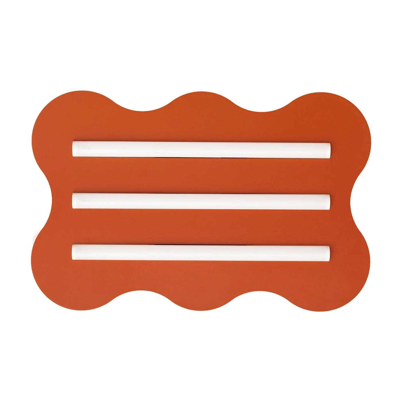 Ceiling lamp 66 cm – wavy form, red ochre, 3x S14d