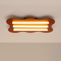 Ceiling lamp 66 cm – wavy form, red ochre, 3x S14d - Image 1