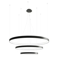 Pakabinamas šviestuvas 110 cm – 3 žiedai, juodas, šilta LED šviesa - Nuotrauka 2