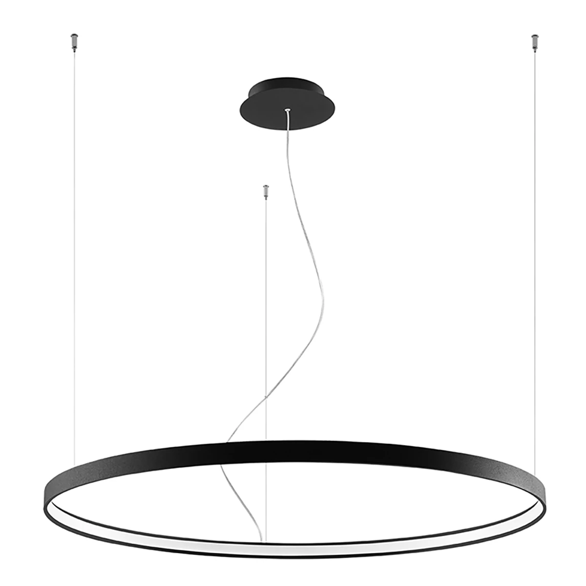 Pakabinamas šviestuvas RIO 110 47W – apvalus, juodas, šilta LED šviesa