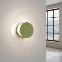 Wall light 28 cm – round, olive green, LED - Image 1