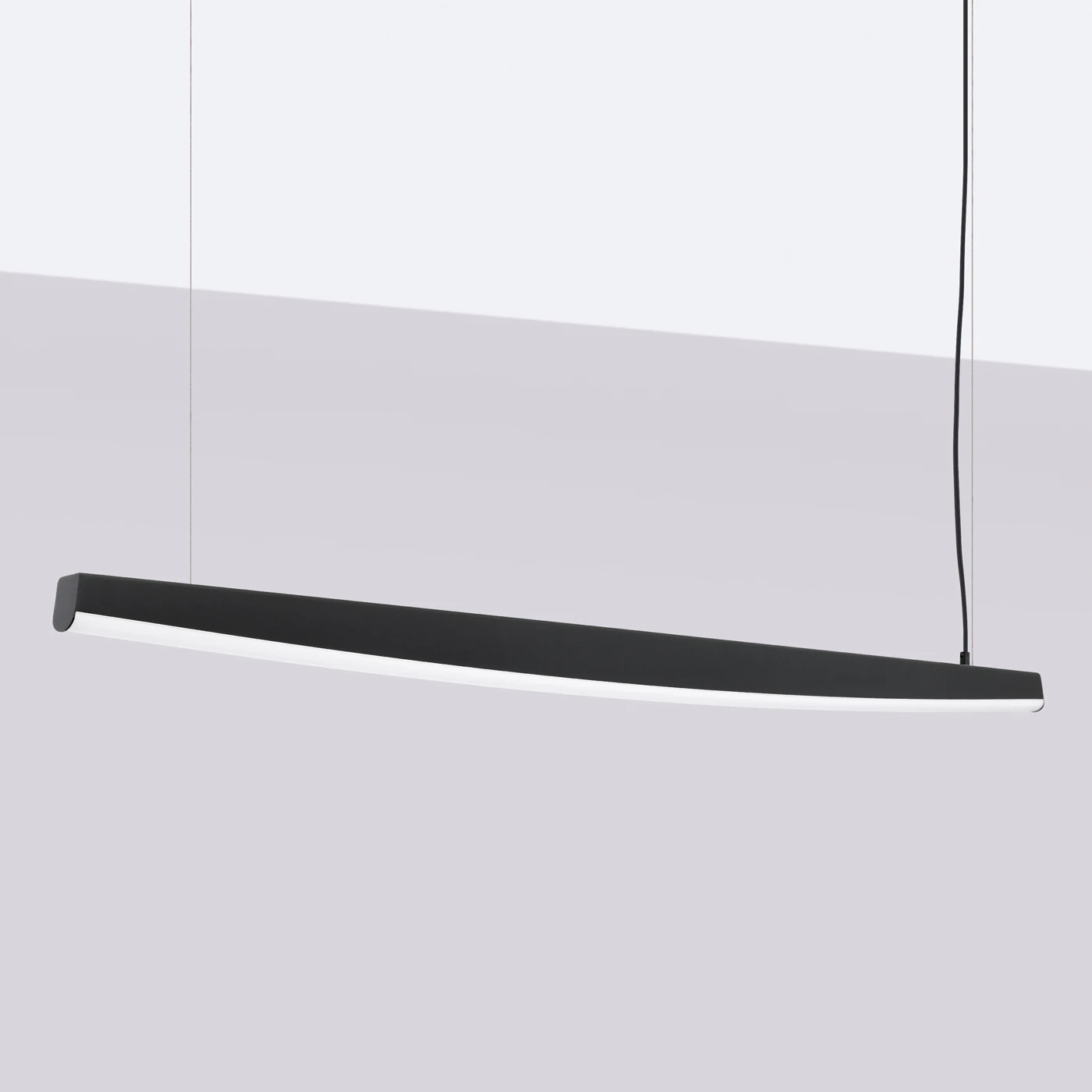 Pakabinamas LED šviestuvas 150 cm – lenkta linija, juodas, CRI93