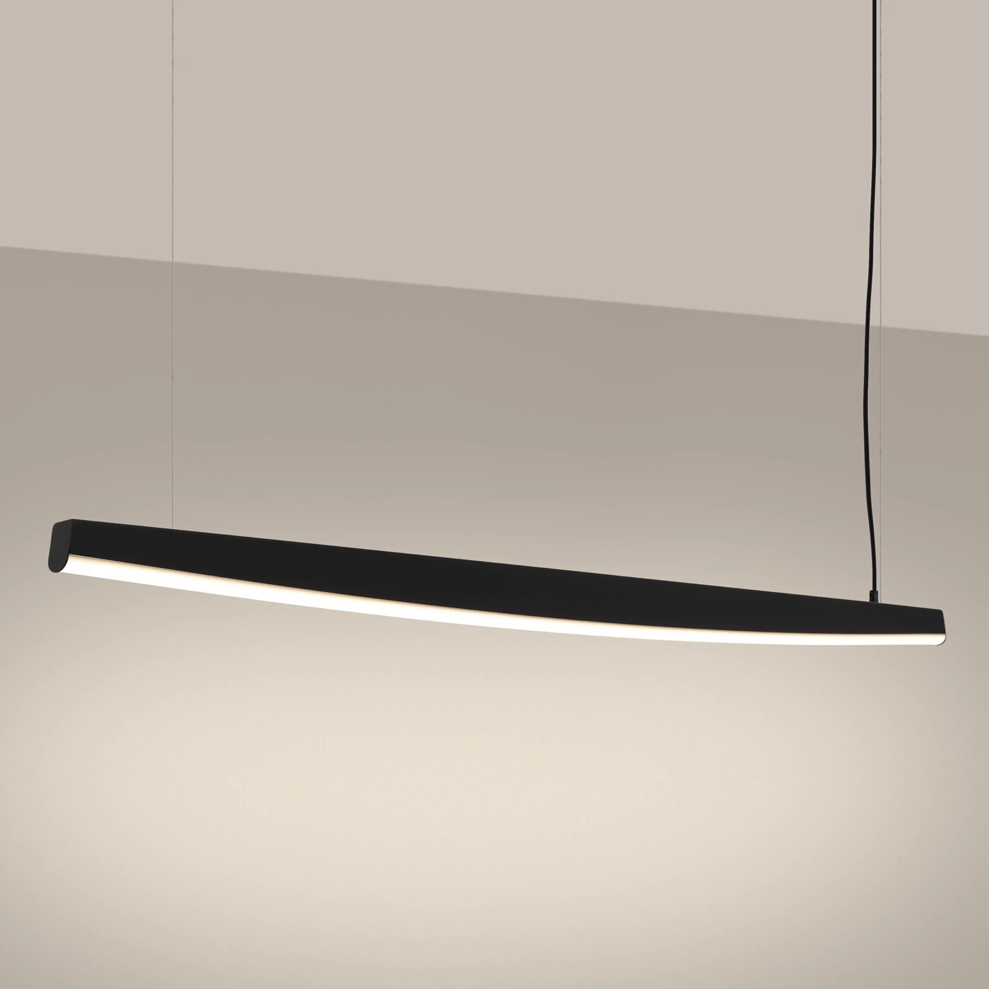 Pakabinamas LED šviestuvas 150 cm – lenkta linija, juodas, CRI93