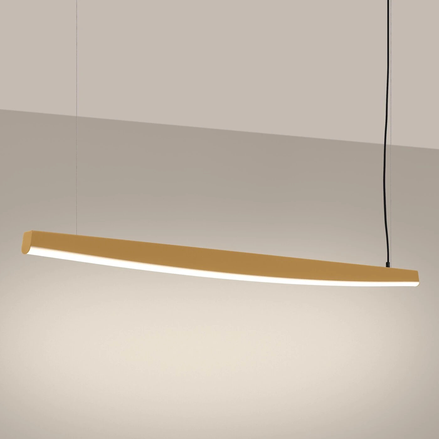 Pendant lamp 150 cm / 25W – linear, gold, warm LED light