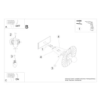 Wall ceiling lamp 45 cm – round, black, E27 socket - Image 5