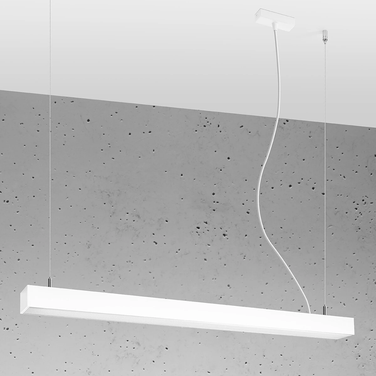 Pendant LED lamp 90 cm – linear, white, opal diffuser