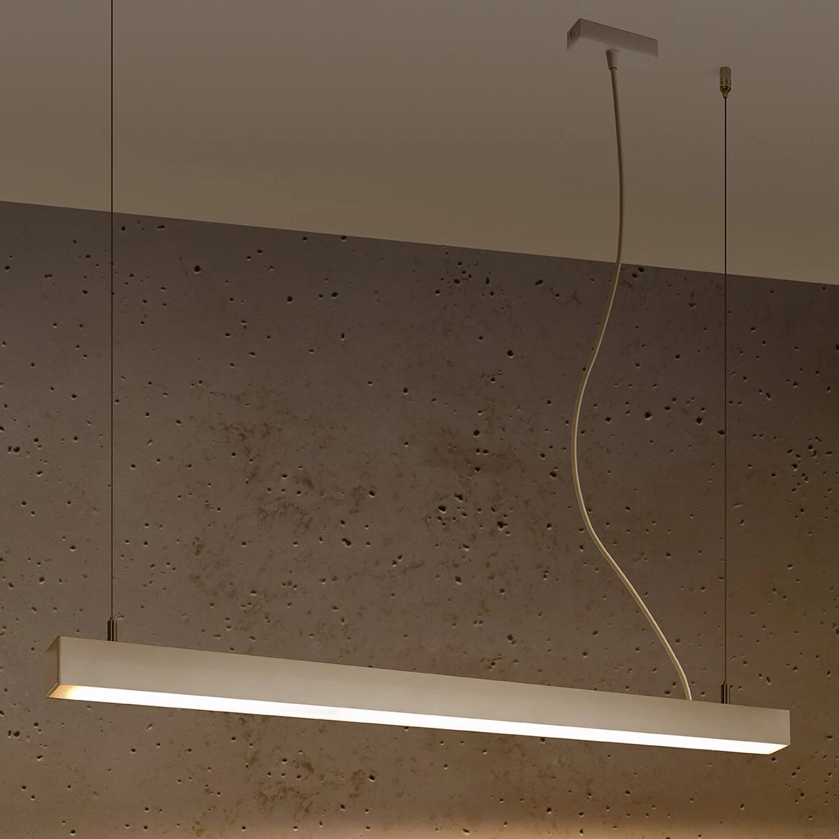 Pendant LED lamp 90 cm – linear, white, opal diffuser