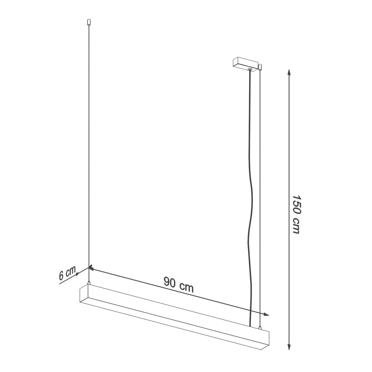 Pendant LED lamp 90 cm – linear, white, opal diffuser