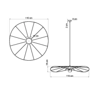 Pakabinamas šviestuvas 110 cm – organiškas gaubtas, juodas, E27 - Nuotrauka 4