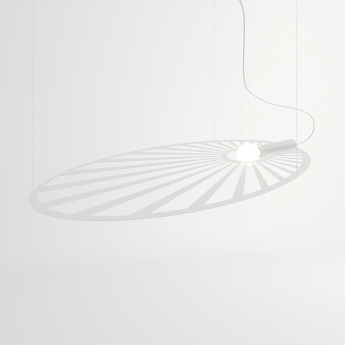 Pakabinamas šviestuvas 110x80 cm – ovalus lapas, baltas, E27