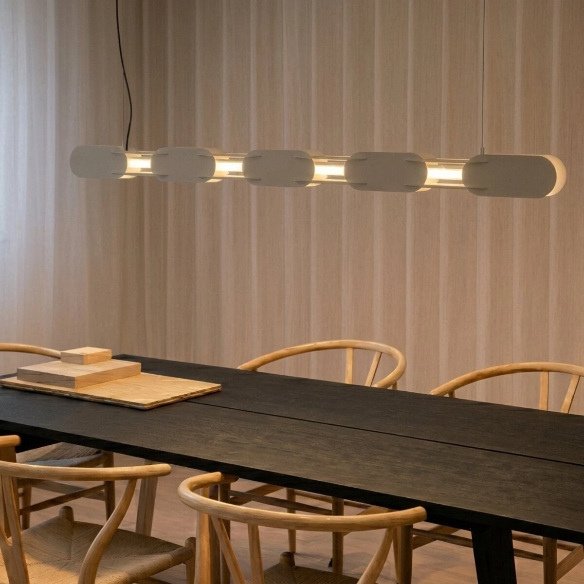 Pendant lamp 158 cm – linear, beige, DALI dimmable