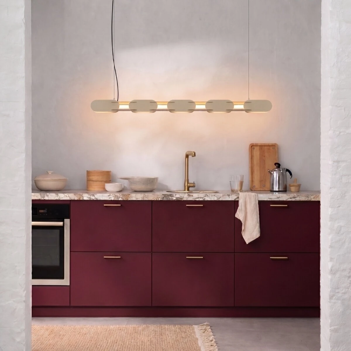 Pendant lamp 158 cm – linear, beige, DALI dimmable